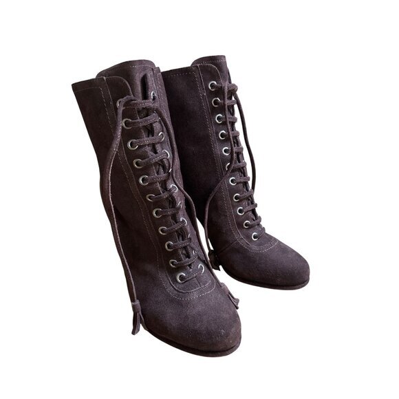 AllSaints Grimsby Size Euro 40‎ / US 9 Women's Lace Up Boots Booties Heels Brown - Picture 1 of 11